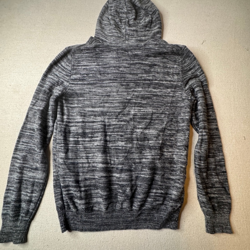 Sun + Stone Gray Marled Knit Hoodie‎ Sweater Medium 100% Cotton Surfer Coastal - Picture 3 of 7